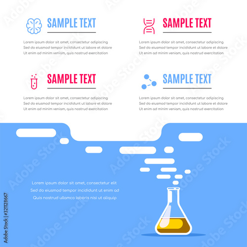 Chemistry research science infographic banner template. Stock vector.