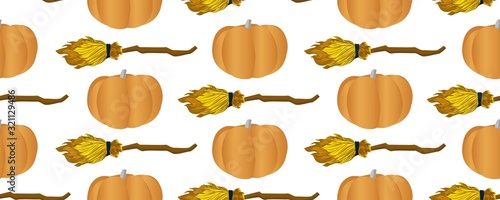 Shameless vector pattern for teenage textiles. Ideal for the design of notebooks, wrapping paper, fabric. Pumpkins and broom for flying..