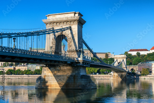 Famous Chain Bridge in Budapest, Hungary