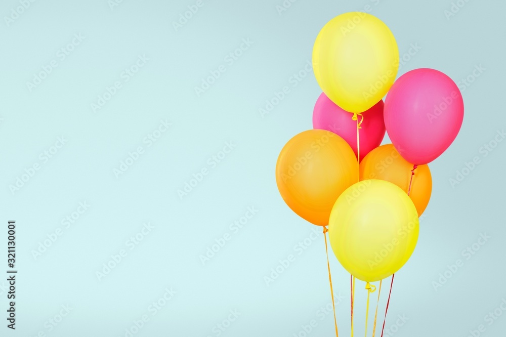 Bunch of colorful balloons on pastel background Bunch of colorful balloons on pastel background