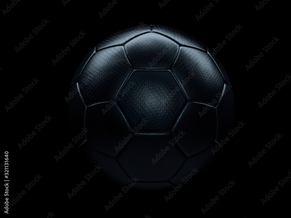 Black soccer ball against black background. Black soccer ball against black background.