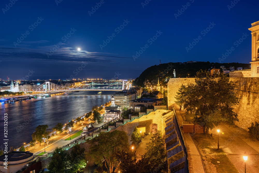 Budapest at night with city lights