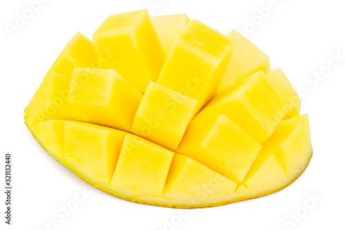 mango slices isolated on white background. healthy food