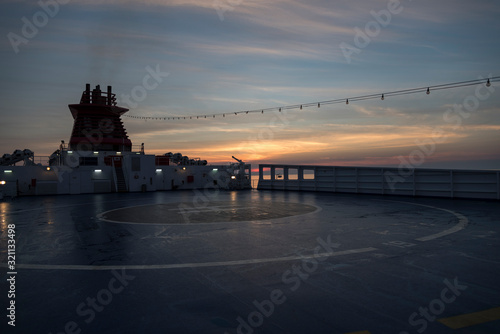 Sunset on a ferry boat