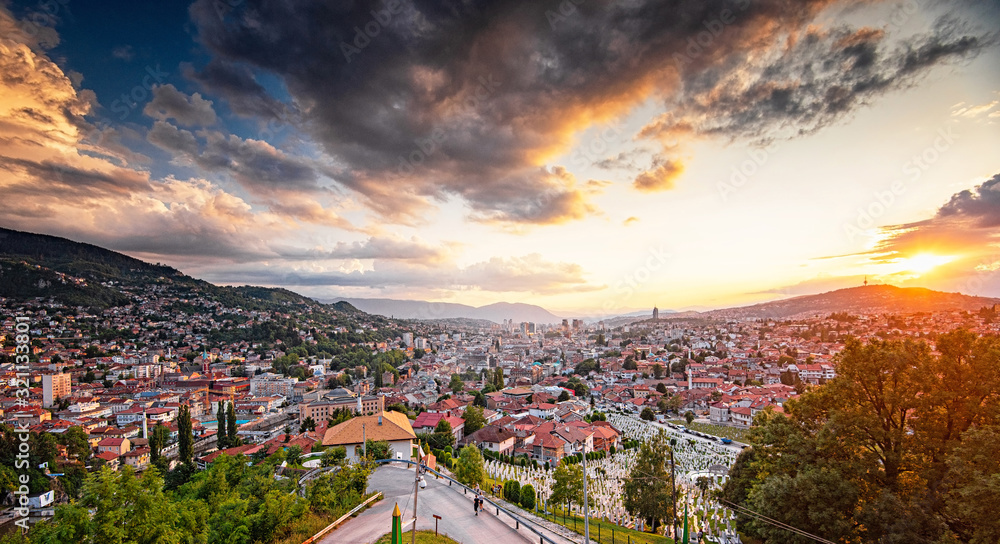 Sunset view of Sarajevo, Bosnia