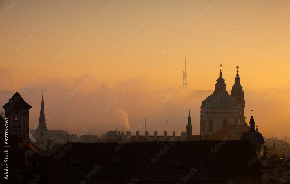 The Church of Saint Nicholas in the morning mist.