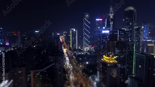 Wallpaper Mural night time illuminated guangzhou traffic road junction aerial panorama tilt-shift 4k china Torontodigital.ca
