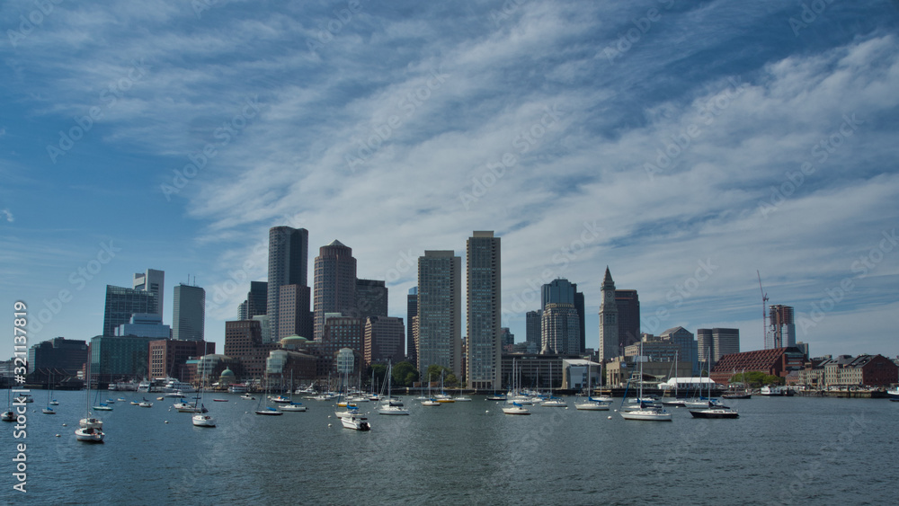 Boston skyline with Financial District and Boston Harbor Boston skyline with Financial District and Boston Harbor