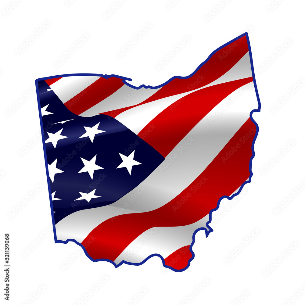 United States, Ohio full of American flag. Map Stock Vector | Adobe Stock