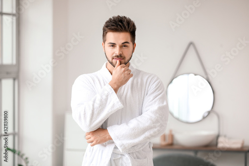 Morning of handsome young m...