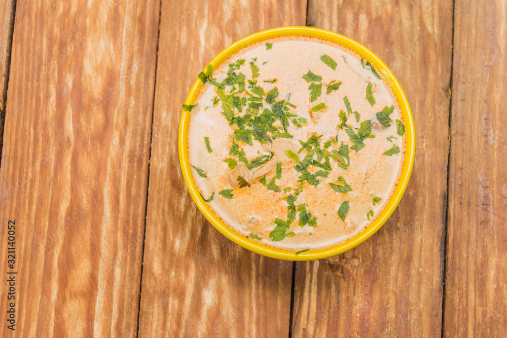 Delicious gold yellow asian soup for a good meal. Delicious gold yellow asian soup for a good meal.