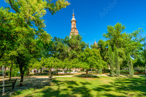 The Parque de María Luisa (María Luisa Park), famous public park in Seville, Andalusia, Spain.