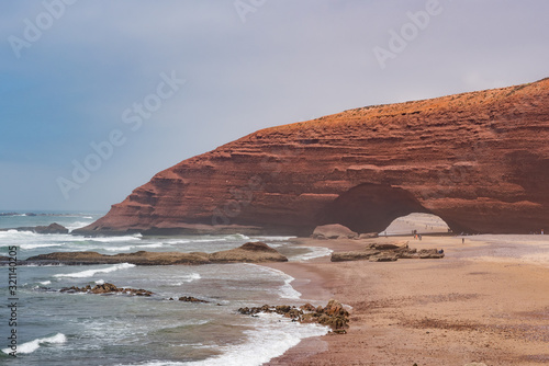 Sandy arch at Legzira beach, Morocco