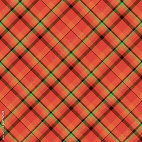 Seamless pattern in red  green and orange colors for plaid  fabric  textile  clothes  tablecloth and other things. Vector image. 2