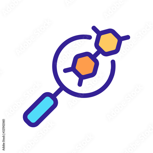 magnifying glass molecule icon vector. Thin line sign. Isolated contour symbol illustration