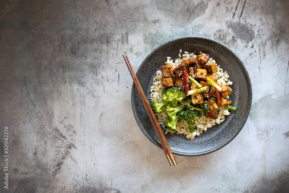 General Taos Tofu with Broccoli Stock Photo Adobe Stock