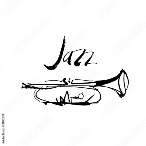 Jazz logo with a wind musical instrument