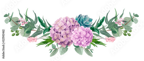 Plakat Akwarela układ kwiatowy, ręcznie rysowane grafika wektorowa