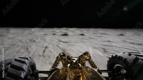 CU, POV of a lunar rover driving on the surface of the moon