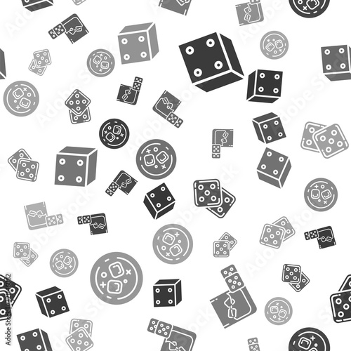 Set Game dice, Game dice and glass of whiskey with ice cubes, Game dice and Glass of whiskey and ice cubes on seamless pattern. Vector