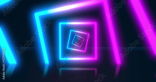etric endless tunnel, blue pink spectrum, 3d render