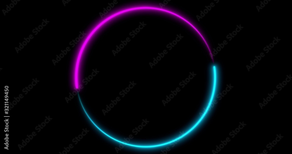 Neon Circle background with LED frame screens. Fluorescent abstract blue, purple color. . 3D illustration Neon Circle background with LED frame screens. Fluorescent abstract blue, purple color. . 3D illustration