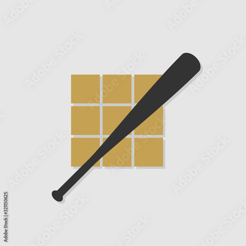 Minimalist baseball bat in the strike zone icon