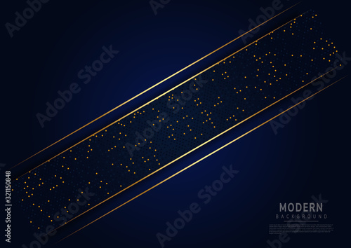 Fotótapéta Modern template dark blue background line diagonal gold and dot with space for your text