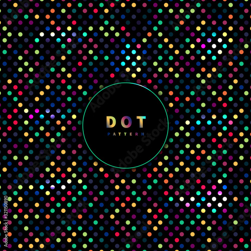 Abstract seamless dots pattern rainbow color on black background.Stock illustration