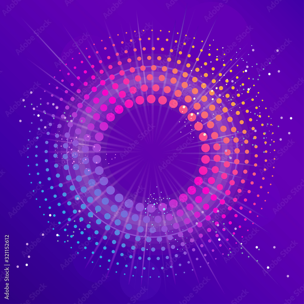 Blue Abstract disco background with neon glowing circle. Vector Blue Abstract disco background with neon glowing circle. Vector