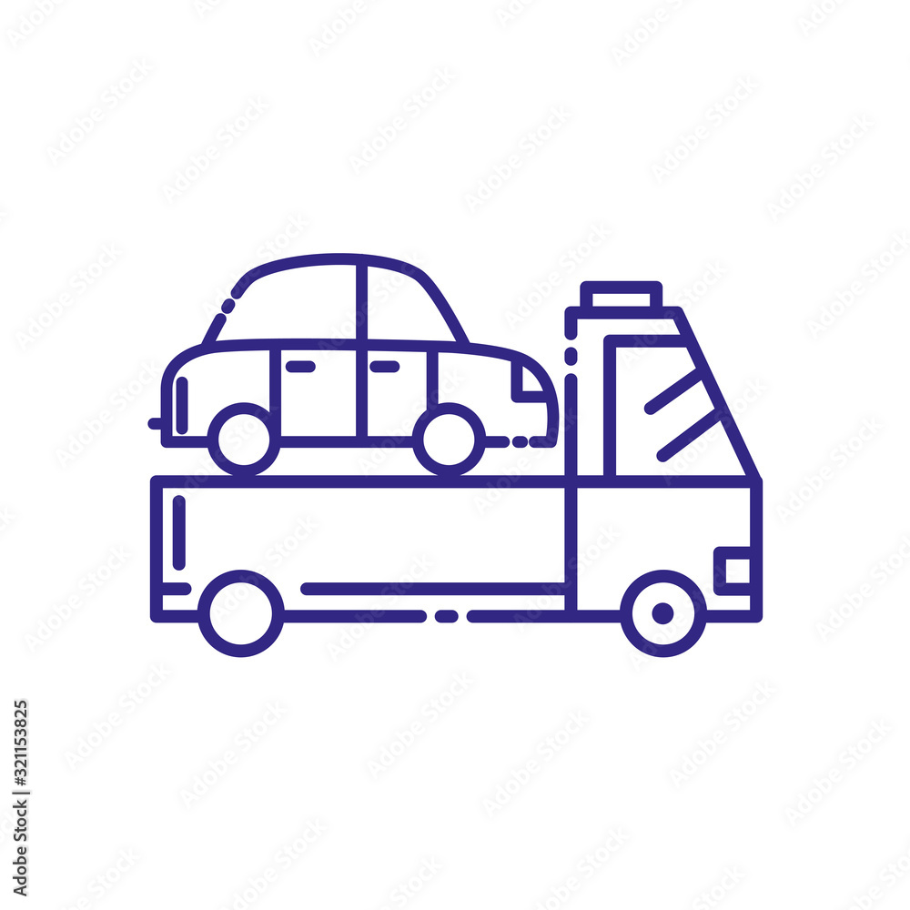Car over truck design, Transportation vehicle transport wheel speed traffic road and travel theme Vector illustration