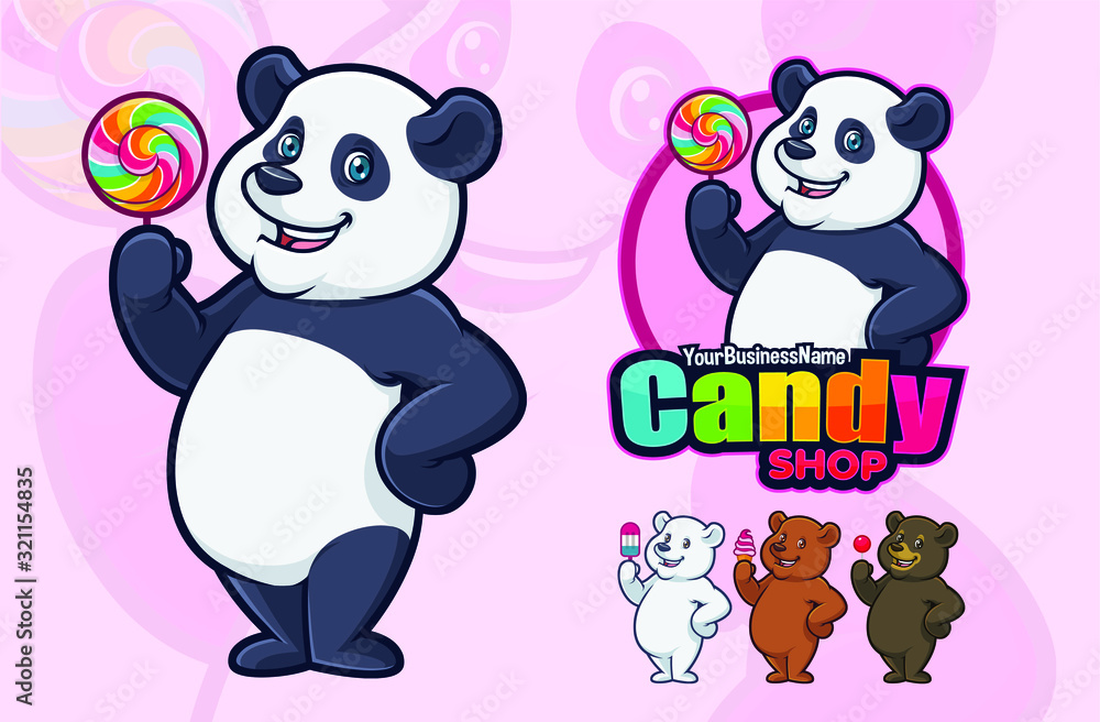 Panda mascot design for your business or logo with optional bears and polar bear Panda mascot design for your business or logo with optional bears and polar bear