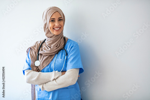Photography Portrait of hijab woman with health concept.