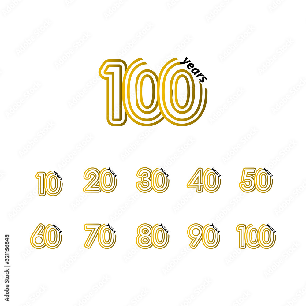 100 Years Anniversary Celebration Line Gold Vector Template Design Illustration 100 Years Anniversary Celebration Line Gold Vector Template Design Illustration