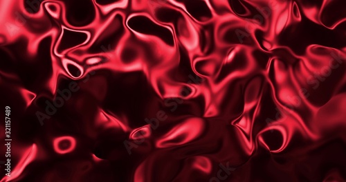 Red metallic wave liquid background. Glamour satin lava texture 3D rendering 3D illustration