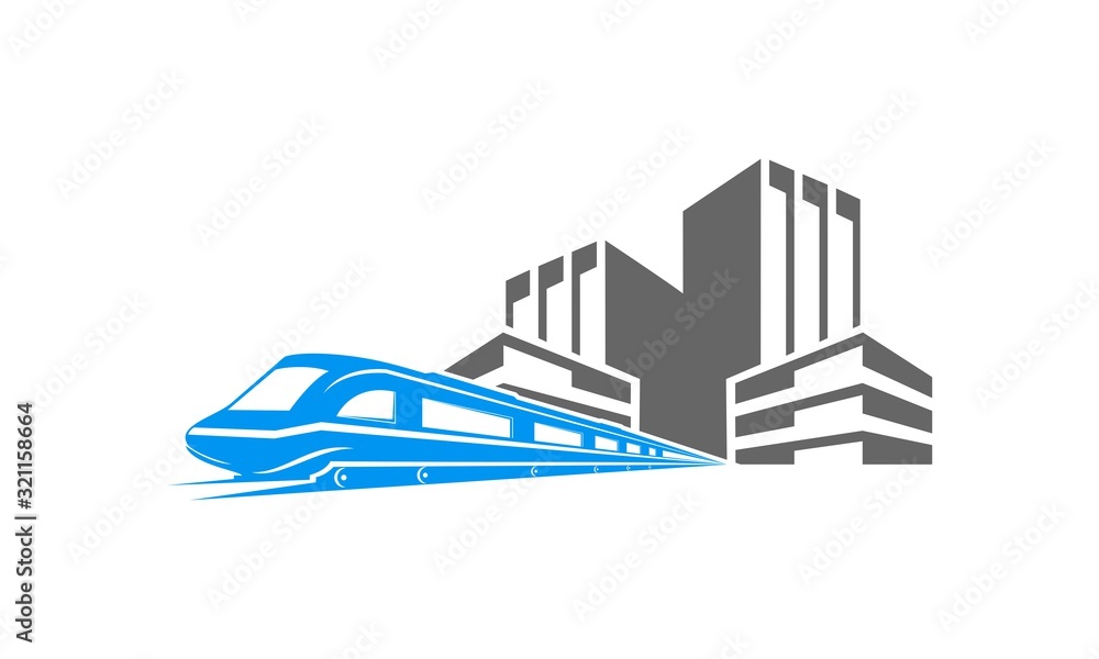 Fototapeta premium Train in the city vector logo