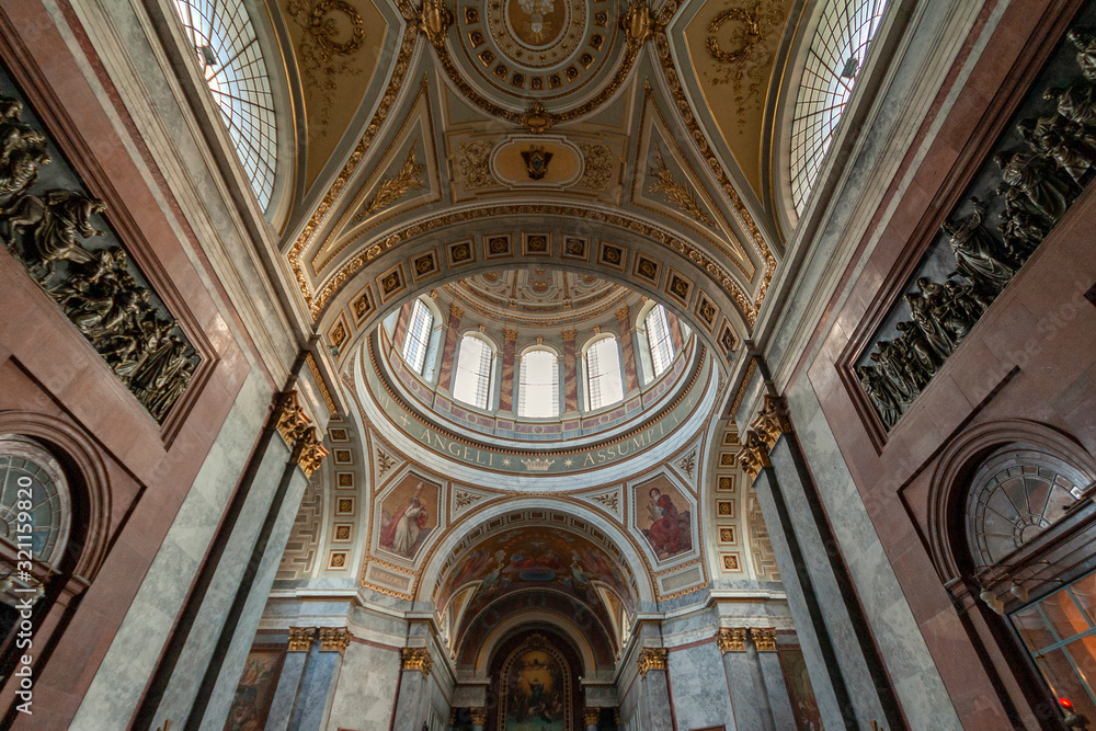 Interior of the Esztergom Basilica in Esztergom, Hungary