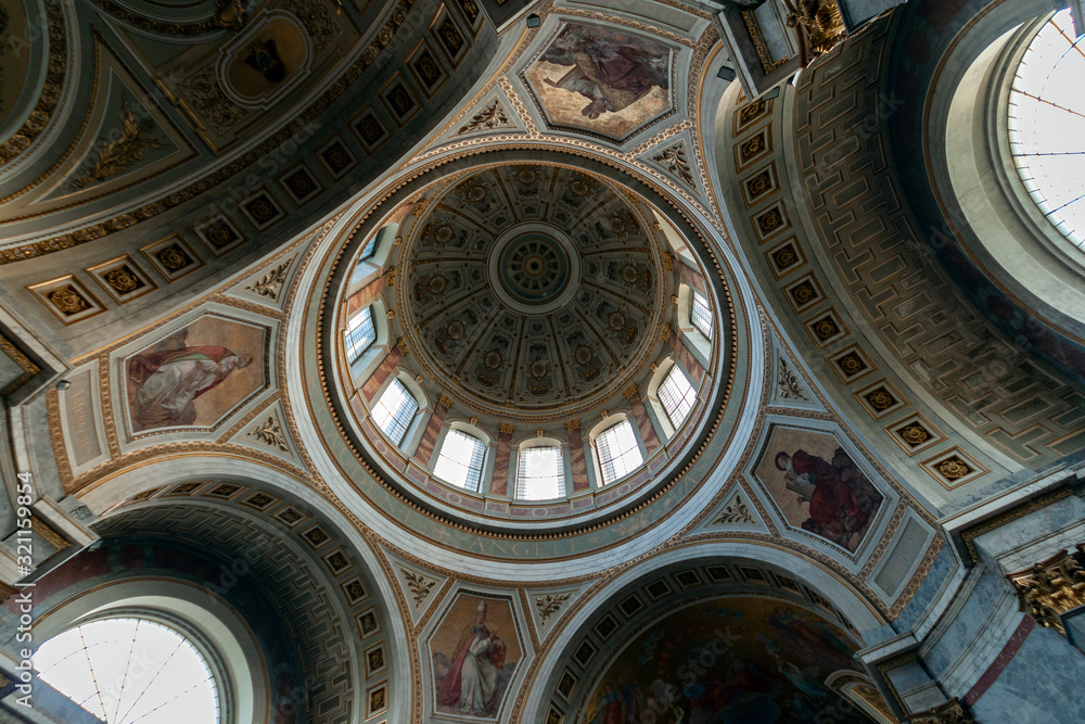 Interior of the Esztergom Basilica in Esztergom, Hungary