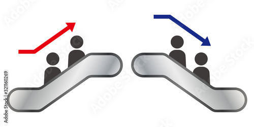 エスカレーターと人物上下