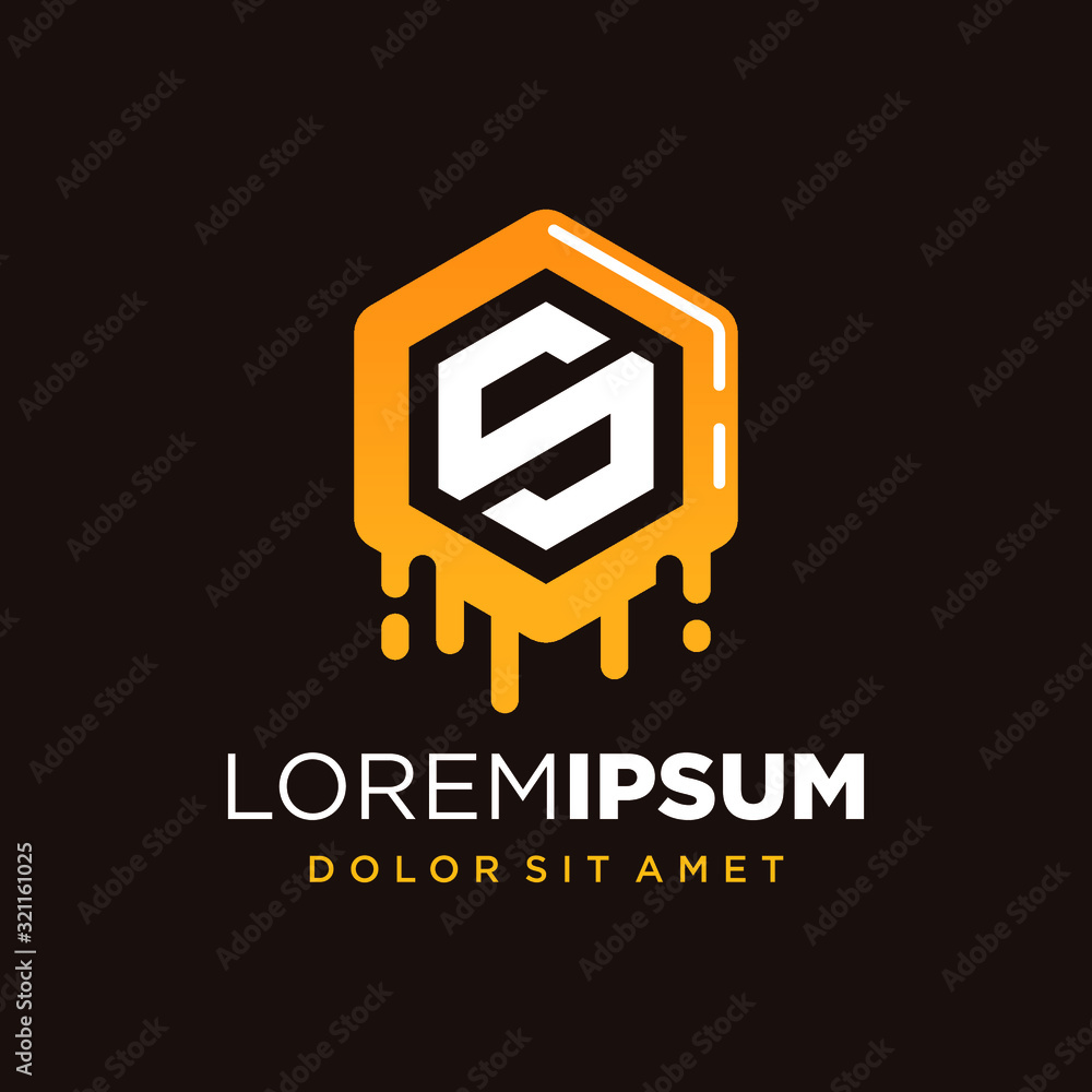 Initial Letter S with Honeycomb Logo Design Initial Letter S with Honeycomb Logo Design