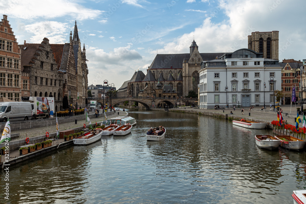 Fototapeta premium Korenlei and Graslei in Ghent Belgium