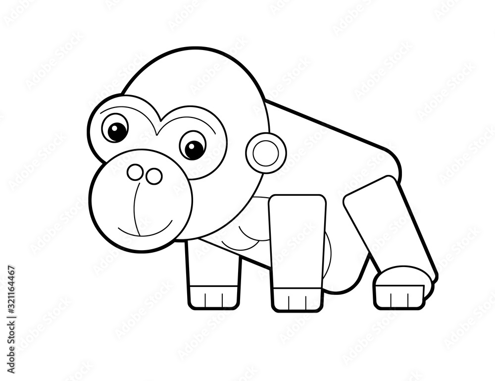 cartoon scene with monkey gorilla ape on white background illustration cartoon scene with monkey gorilla ape on white background illustration