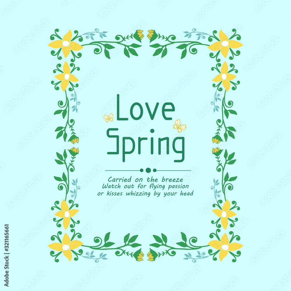 Modern pattern of leaf and flower frame, for love spring invitation card wallpaper decor. Vector