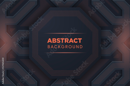 black and red abstract background. Geometric shapes, Octagon design. Abstract light halftone. Text place, all the elements are isolated and can be easily edited, Vector illustration. dot pattern