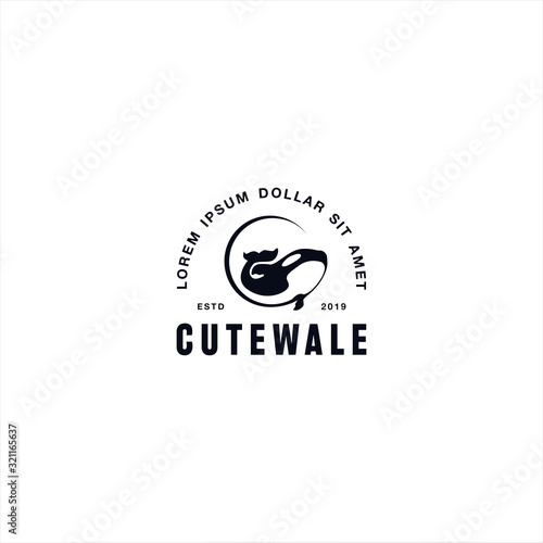 Circle Whale Logo Design Vector Illustration Template Idea