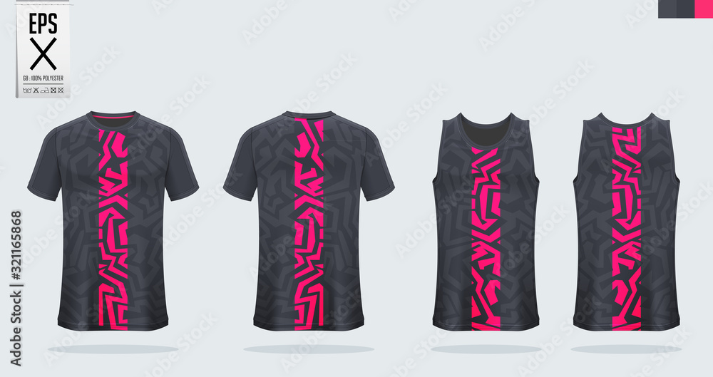 Fototapeta premium T-shirt sport mockup template design for soccer jersey, football kit. Tank top for basketball jersey and running singlet. Sport uniform in front view and back view. Vector art Illustration.