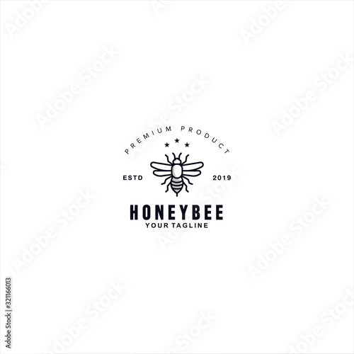 Honey Bee Logo Design Vector Illustration Template Idea