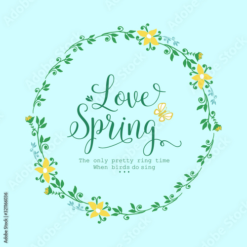 Elegant Decoration of leaf and flower frame, for Love spring greeting card template design. Vector © StockFloral