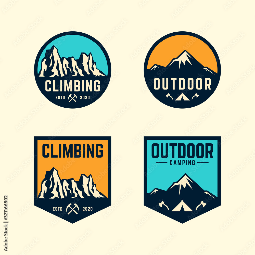 Mountain logo badge set. Adventure outdoor logo