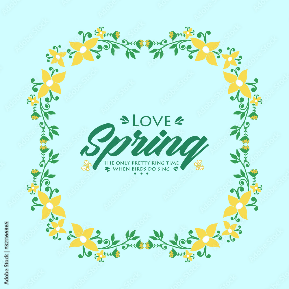 Decorative frame with seamless leaves and flower, for love spring invitation card design. Vector